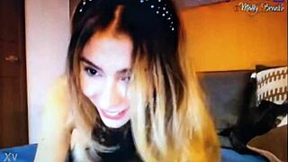 Sexy blonde engages in webcam look and talk