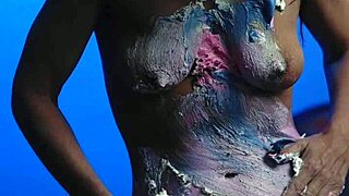 Messy Food Birthday Cake Girl Celebrates with Fun and Laughter.