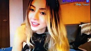 Sexy blonde engages in webcam look and talk
