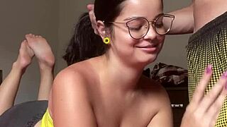 i cum on debora prado's big nerd tits after deep blowjob
