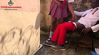 horny schoolgirl fucks huge black cock outside classroom!