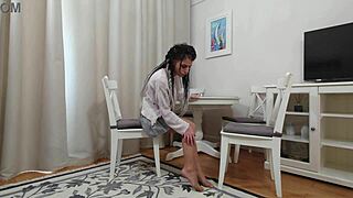 kim toy in plaid skirt and nude pantyhose showing her toned legs