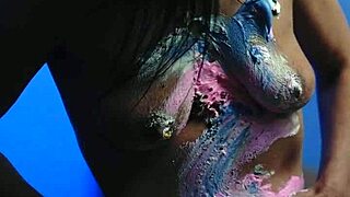 Messy Food Birthday Cake Girl Celebrates with Fun and Laughter.