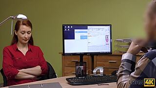 Redhead Teen Has Spontaneous Fucking At Office With Credit Agent