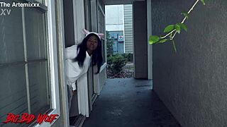 a wolf devours the sheep's wet pussy in roleplay