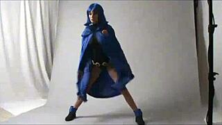 Amateur cosplay as raven, what a sexy outdoor teen adventure!