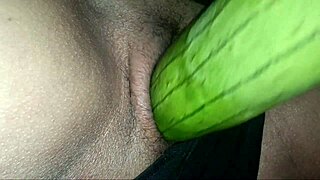 she achieves orgasm with fruit on shaved pussy