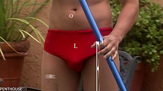 blonde bimbo carolyn reese dives into pool boy's hardcore action 😈