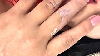 Masked cheating wife masturbates for her lover in secret, getting her tight pussy wet