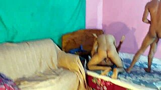 lucky guys fuck two black babes in foursome with hanif, popy khatun, mst sumona, and manik mia