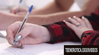 Big booty teen 18+ bella mur seduces lucky tutor with her short shorts