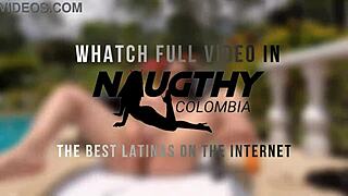 beautiful latina with big ass masturbates by the pool using toys for softcore pleasure