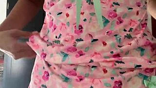 look at this innocent girl in pajamas, what is she hiding under there? spy camera catches flashing latina teen