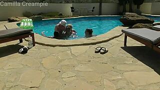 orgy in the swimming pool with big tits