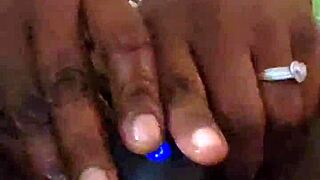 ebony woman feels deep pleasure exploring her ass alone