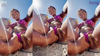 sexy latina college girl intensely fingered on the beach during spring break holiday