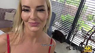 Debt4k Blue-Eyed Blonde Housewife Sucks and Rides Dick for Debt!