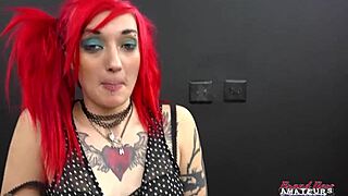 skinny redhead jackie gives rimjob and swallows warm cum