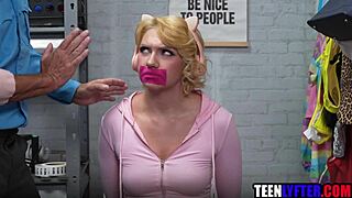 young blonde caught shoplifting and stripped