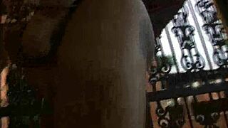 Foxy blonde shemale tugs hard cock