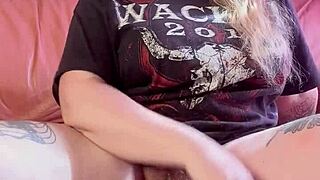 A girl engages in self-pleasure until reaching climax