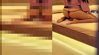 Caught curvy stepmom pleasuring herself and shaking ass in room to orgasm.