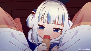 Gawr Gura细致手交撸管