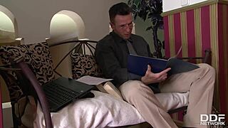 maid emma leighs shaved pussy gets wet when hotel guest fucks her hardcore