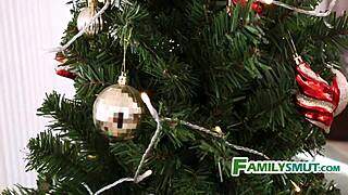 Tree Trimming Turns Into Three-Way Family Christmas Timing With Taboo Encounters