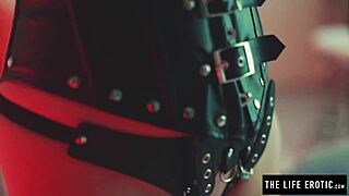 Pretty redhead whipping her own ass until she cums hard.