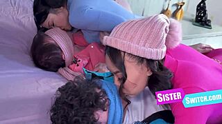 Snowed in, bold step sisters swap partners in intense taboo fucking session