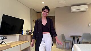 Petite Short-Haired Teen Secretary Fucks Boss in POV