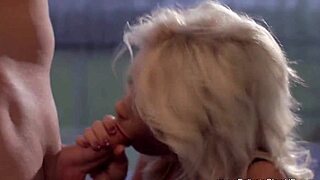 Blonde girlfriend gives an amazing blow job to her lover