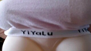 A mature guy with small uncut cock fucks a sex doll