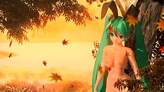 Hatsune Miku In Velvet Arabesque Bunny Costume Nude Mod