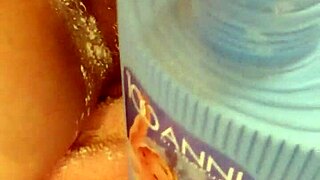 Mature babe enjoys talcum powder sensually.