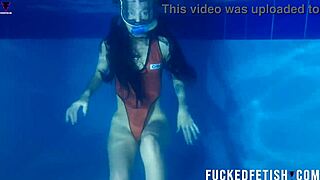 helen star models sexy swimwear at night pool apnea