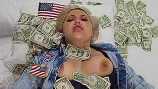 Blonde whore fucks. Fucking in exchange for dollars is her hobby.