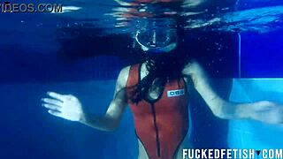 helen star models sexy swimwear at night pool apnea