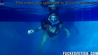 helen star models sexy swimwear at night pool apnea