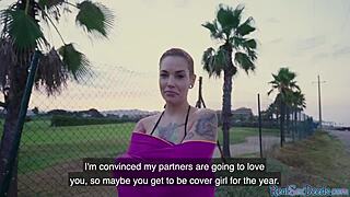 Inked latina pulled for PUBLIC SEX after BJ!