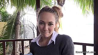 hot ass girlfriend fucks on patio with big cock