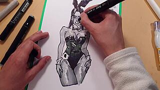 Quick sketch of hot sexy girl in latex with markers 😎
