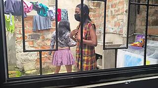 Housewives make homemade porn after doing laundry at home theyre hot sluts