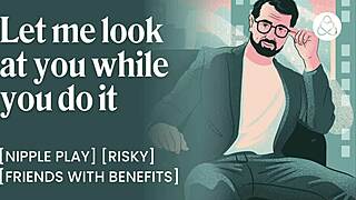 Rubbing her tits during the interview, she cums all over herself. She asked for my dick, so I gave it to her.