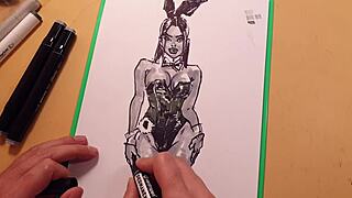 Quick sketch of hot sexy girl in latex with markers 😎