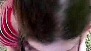 Nasty White Slut Sucks Big Black Cock Outside