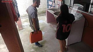 Housewife Pays Technician With Her Big Ass While Husband Is Away