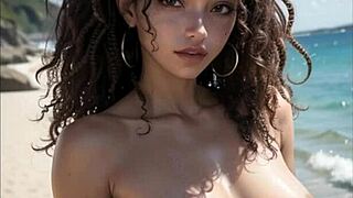 Girls with Curly Hair Enjoy Beach Compilation Activities