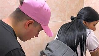 Hot Colombian Students Caught Fucking in School Bathroom
